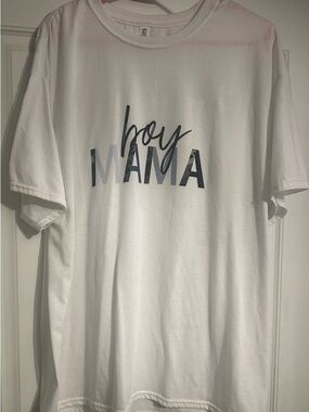 White "Boy Mama" Graphic Tee - Kids